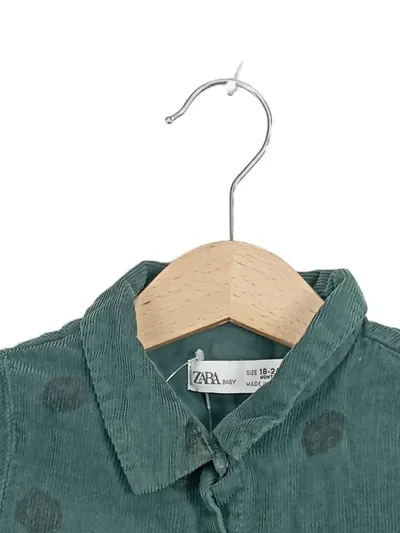 ZARA Baby Mädchen Cordkleid Gr. 92 18-24 Monate Grün Punkte