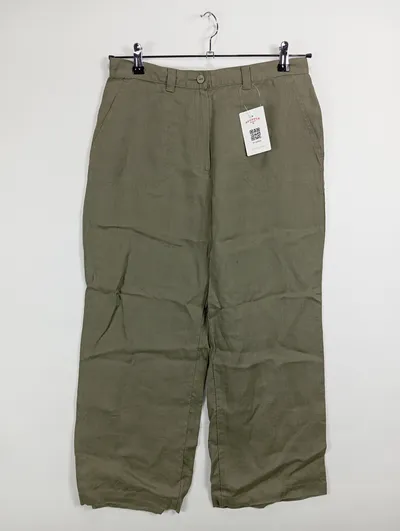 Gerry Weber Damen Leinen Stoffhose Freizeit Gr. 40 W31 Oliv Sommer