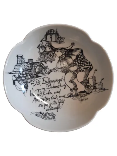 Rosenthal Konfektschale Clown Vintage Porzellan Weiß 19 cm Grafisch