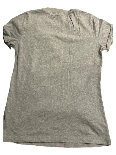 HUGO Boss Damen T-Shirt Grau Gr. M Logo Print Baumwolle Casual