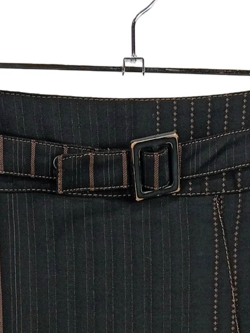 Apanage Damen Bleistiftrock Gr. 34 Schwarz Gestreift Business Gürtel 2