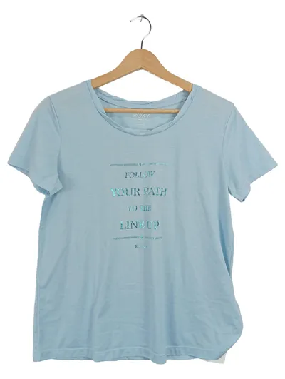 ROXY Damen T-Shirt Gr. L Hellblau Follow Your Path Surf Style