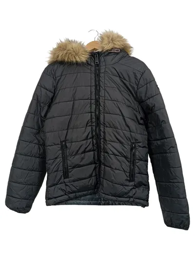 Schott NYC Steppjacke Herren M schwarz Kapuze Fellbesatz Winterjacke
