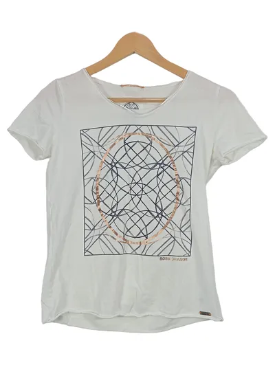 BOSS Orange Damen T-Shirt Gr. S Weiß Grafik Print Baumwolle
