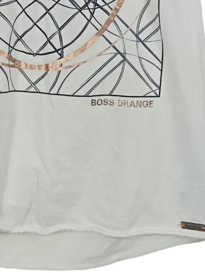 BOSS Orange Damen T-Shirt Gr. S Weiß Grafik Print Baumwolle