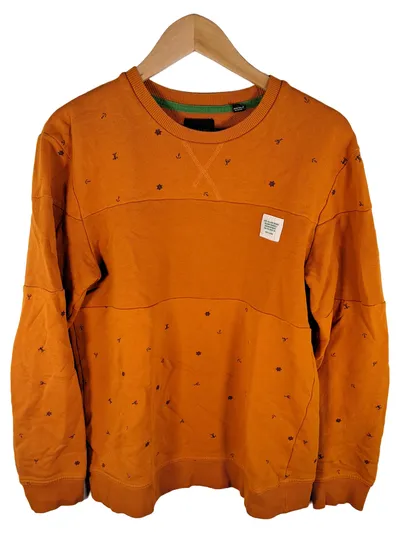ONLY & SONS Herren Pullover Gr. S Orange Maritime Stickerei Baumwolle
