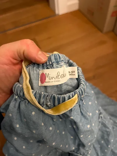 Mini Boden Mädchen Rock Gr. 140 Blau Punkte Rüschen Baumwolle