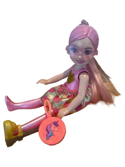 Barbie Chelsea Ankleidepuppe Pink 15cm Pailletten Tiermotiv Stoff