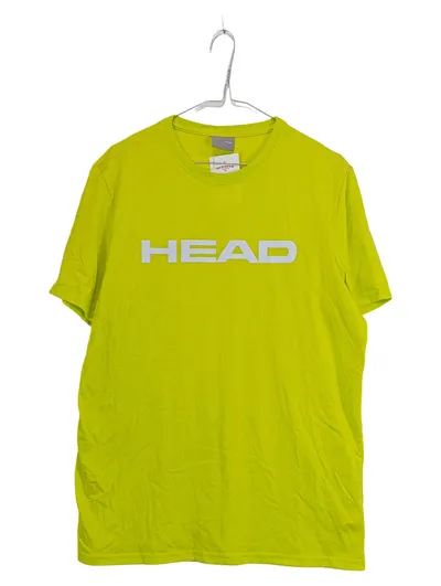 HEAD T-Shirt Herren Sport Shirt Logo Print Grün Gr. L Polyester Baumwolle