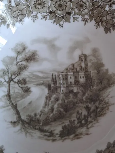 Seltmann Weiden Dekoschale Porzellan Schloss Motiv Klassisch Weiß 13cm