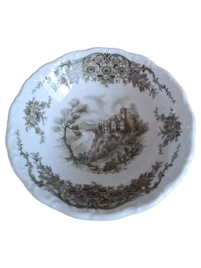 Seltmann Weiden Dekoschale Porzellan Vintage Blumenmuster Weiß 13cm