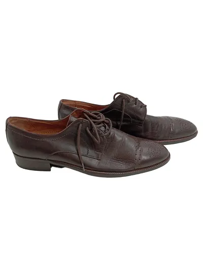 INDIANA Herren Leder Schnürschuhe Braun Derby Lochmuster Gr. 43