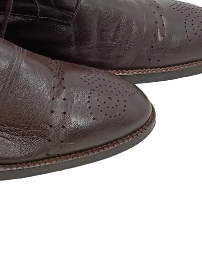 INDIANA Herren Leder Schnürschuhe Braun Derby Lochmuster Gr. 43