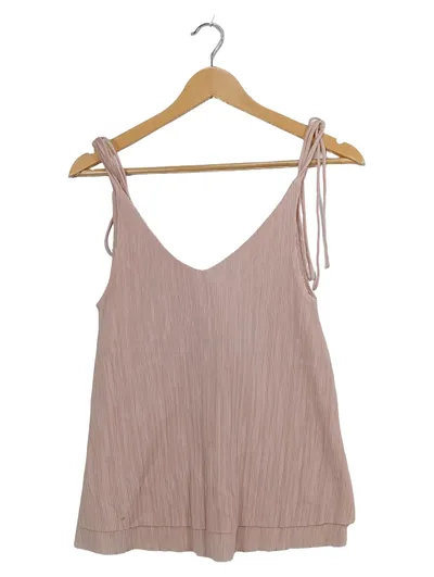 MANGO Damen Top Trägertop Rosa Gr. XS/34 Plissee Casual
