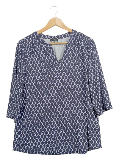 atelier GOLDNER Damen Bluse Gr. 42 Blau Grafisch 3/4-Arm Casual