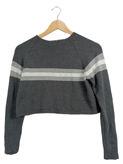 SUITE BENEDICT Damen Pullover Grau Gestreift Gr. 36/S Casual Cropped