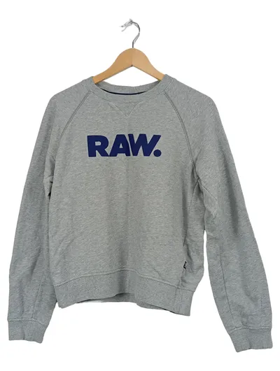 G-Star RAW Sweatshirt Herren Gr. XL Grau Logo Print Pullover Baumwolle