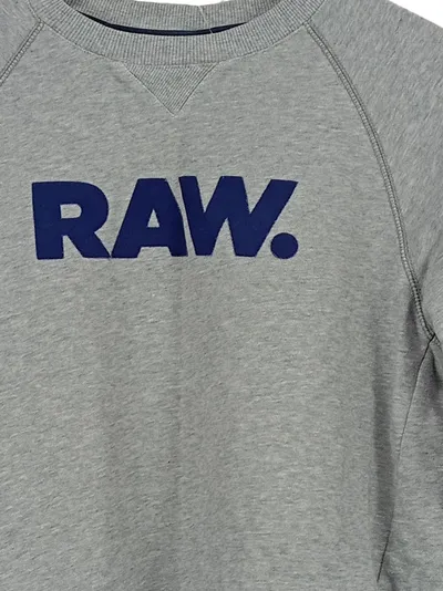 G-Star RAW Sweatshirt Herren Gr. XL Grau Logo Print Pullover Baumwolle