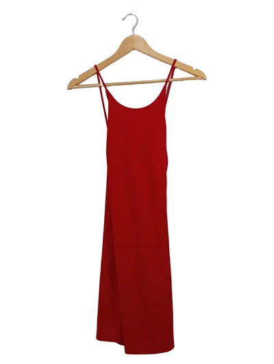 MANGO Sommerkleid Damen Kleid Gr. 40/L Rot Basic Trägerkleid Casual Freizeit