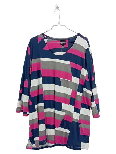 Ulla Popken Damen Langarmshirt Gr. 50/52 Mehrfarbig Geometrisch Viskose