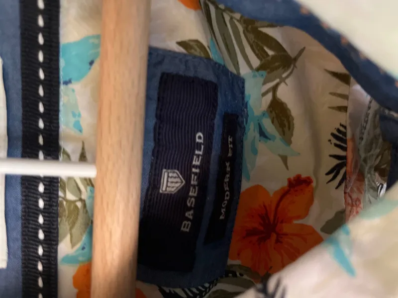 BASEFIELD Herren Hemd Blumenmuster Gr. 46/S Casual Langarm Baumwolle Mehrfarbig 6
