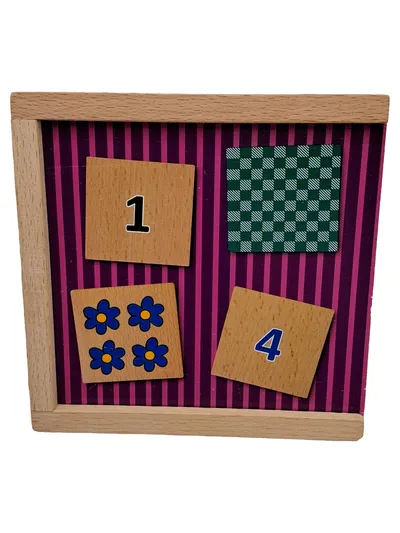 Holz Lernspiel Zahlen Muster Memory Kinder Lernspielzeug Mehrfarbig