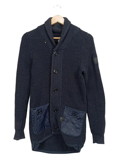G-Star RAW Herren Strickjacke Gr. S Blau Baumwolle Schalkragen