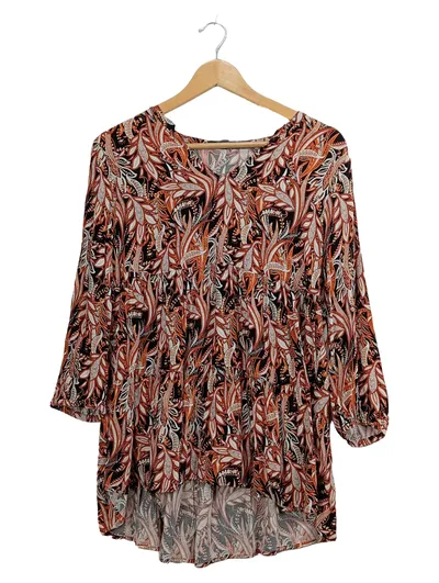 Comma Damen Tunika Bluse Gr. 34/XS Paisley Muster Viskose Mehrfarbig