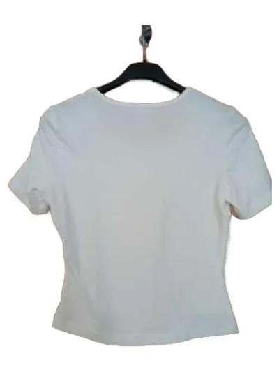 Taifun Collection Damen T-Shirt Gr. 36 Weiß Herz Applikation Pailletten