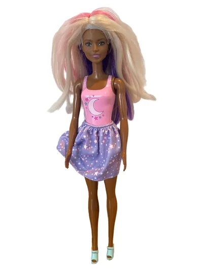 Barbie Ankleidepuppe Farbenfroh Applikationen Kunststoff Stoff 30cm