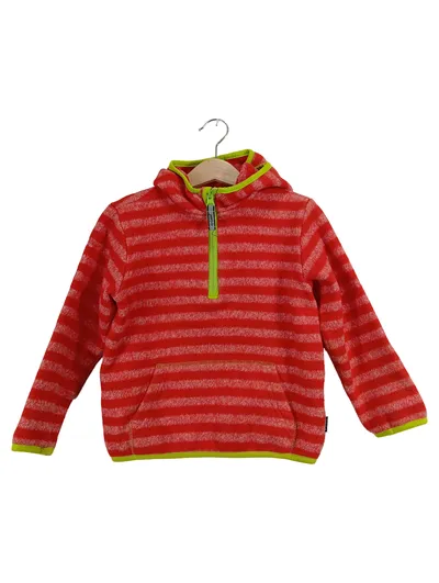 JAKO-O Kinder Fleece Kapuzenpullover Gr. 104/110 Rot Gestreift