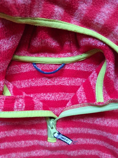 JAKO-O Kinder Fleece Kapuzenpullover Gr. 104/110 Rot Gestreift