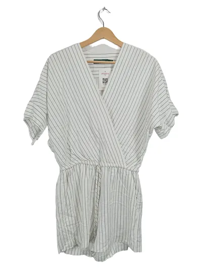 Lauren Ralph Lauren Damen Jumpsuit Kurz Gr. 40/L Weiß Gestreift Viskose