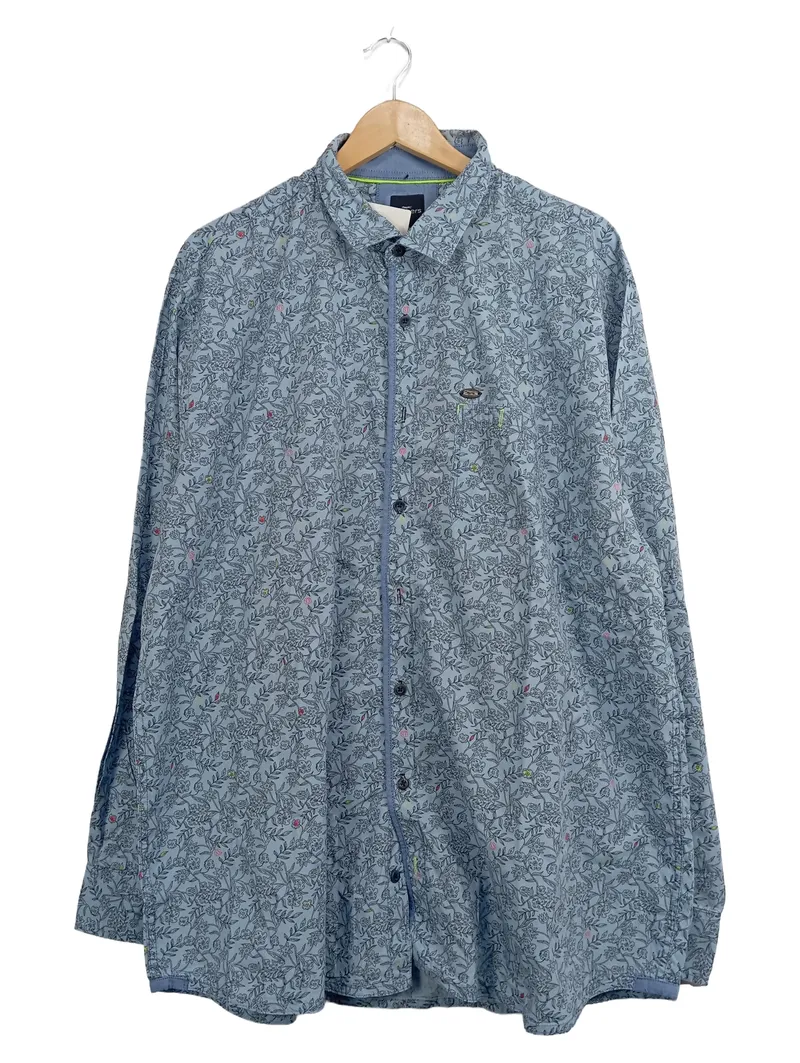 Engbers Herren Freizeithemd Langarm Blumenmuster Blau Gr. 46 Casual 1