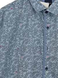 Engbers Herren Freizeithemd Langarm Blumenmuster Blau Gr. 46 Casual 2