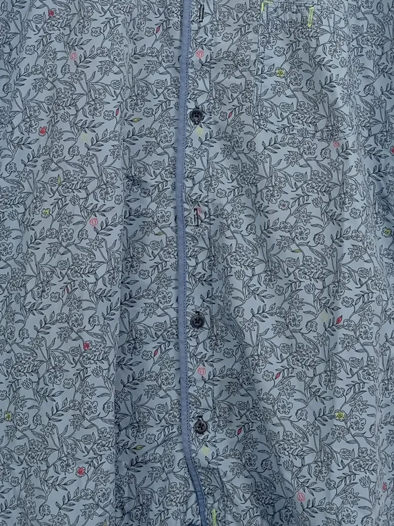 Engbers Herren Freizeithemd Langarm Blumenmuster Blau Gr. 46 Casual 3