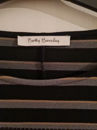 Betty Barclay Kleid Damen Gr. 36 Gestreift Schwarz Grau 3/4 Arm