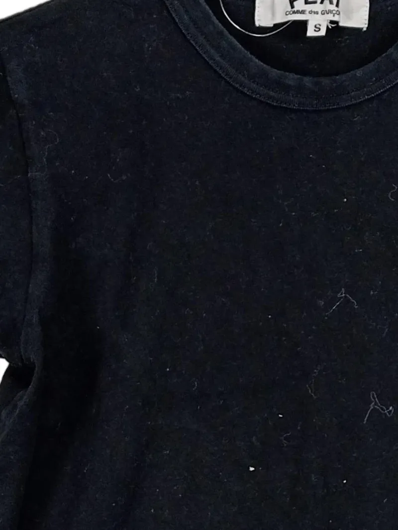 Comme des Garçons PLAY T-Shirt Damen S schwarz Gold Herz Logo Baumwolle 3