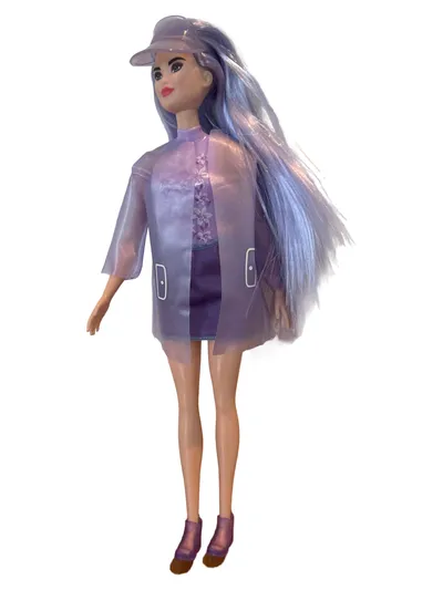 Barbie Ankleidepuppe Lila 30cm Kunststoff Stoff Stickerei Applikationen