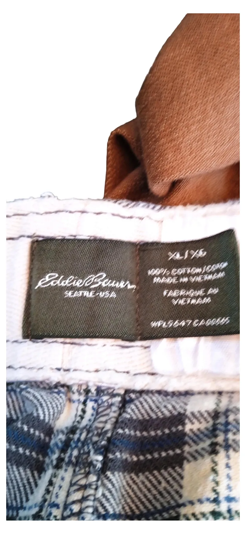 Eddie Bauer Herren Schlafanzughose kariert Gr. XL Baumwolle Grau 5