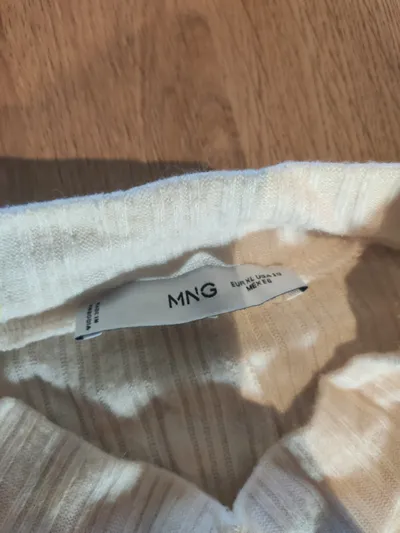 MANGO Damen Freizeitkleid Rippstrick Stehkragen Beige Gr. XL