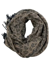 ACNE STUDIOS Schal Leopardenmuster 100% Schurwolle Braun Fransen 1