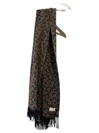 ACNE STUDIOS Schal Leopardenmuster 100% Schurwolle Braun Fransen 2