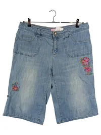 EARLY 20 Damen Jeans Shorts Gr. 44 Blumenstickerei Blau Bermuda 1