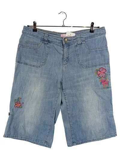 EARLY 20 Damen Jeans Shorts Gr. 44 Blumenstickerei Blau Bermuda