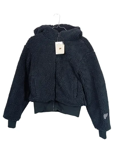Fabletics Damen Teddy Fleecejacke Sherpa Kapuze Schwarz Gr. XS NEU