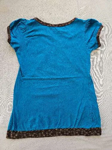 ZONE 11 Damen T-Shirt Türkis Gr. S 36 Kurzarm Casual Baumwolle