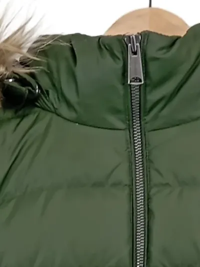 Tommy Jeans Damen Steppjacke Gr. 40/L Grün Daunenjacke Kunstpelz Kapuze