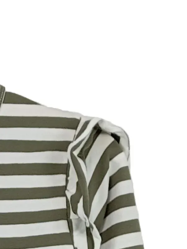Creamie Langarmshirt Mädchen Gr. 164 Gestreift Oliv Rüschen Baumwolle Stretch 4