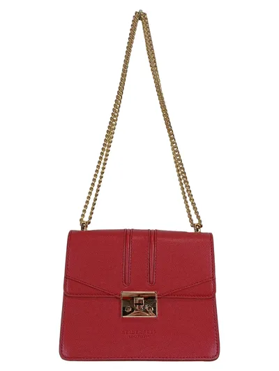 Damen Umhängetasche Rot Leder Optik Goldkette Elegant Clutch PRIDENELY